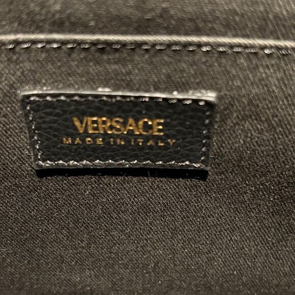 VERSACE VIRTUS CALF LEATHER SMALL BLACK TOP HANDLE BAG - Picture 6 of 6